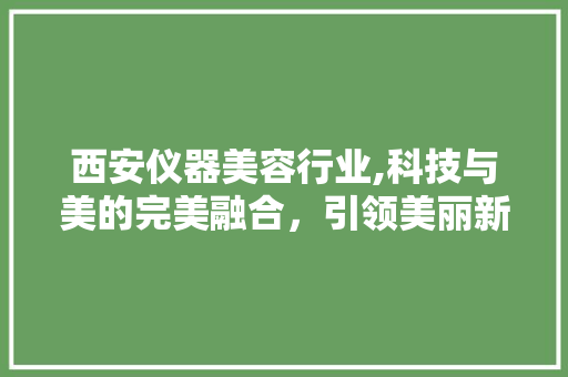 西安仪器美容行业,科技与美的完美融合，引领美丽新风尚 综合便民