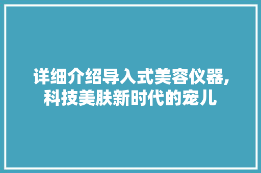 详细介绍导入式美容仪器,科技美肤新时代的宠儿