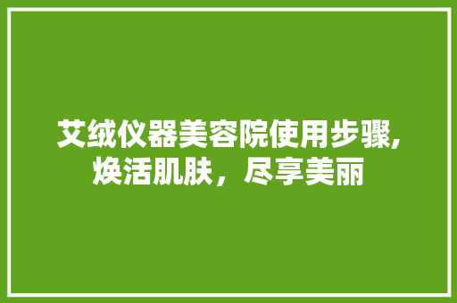 艾绒仪器美容院使用步骤,焕活肌肤，尽享美丽 美体修身