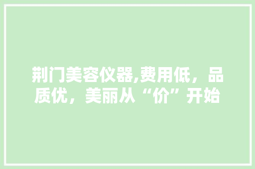 荆门美容仪器,费用低，品质优，美丽从“价”开始