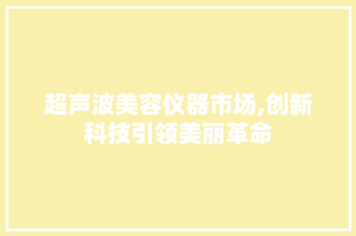 超声波美容仪器市场,创新科技引领美丽革命