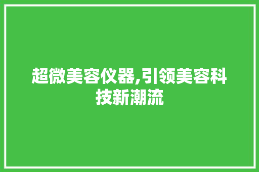 超微美容仪器,引领美容科技新潮流