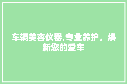 车辆美容仪器,专业养护，焕新您的爱车