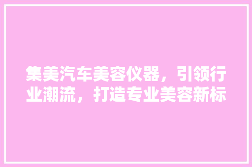 集美汽车美容仪器，引领行业潮流，打造专业美容新标杆