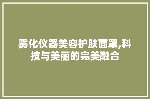 雾化仪器美容护肤面罩,科技与美丽的完美融合