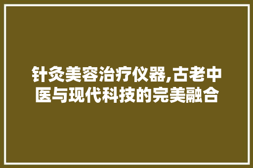 针灸美容治疗仪器,古老中医与现代科技的完美融合 饮食大全