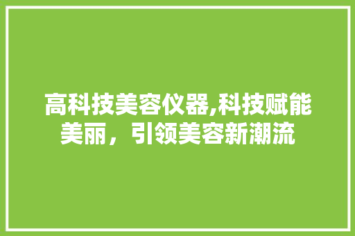 高科技美容仪器,科技赋能美丽，引领美容新潮流