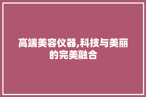 高端美容仪器,科技与美丽的完美融合