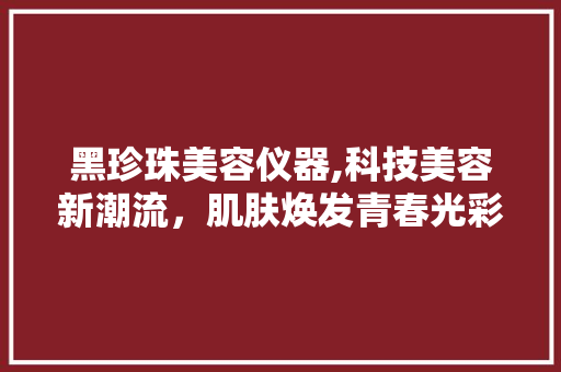 黑珍珠美容仪器,科技美容新潮流，肌肤焕发青春光彩