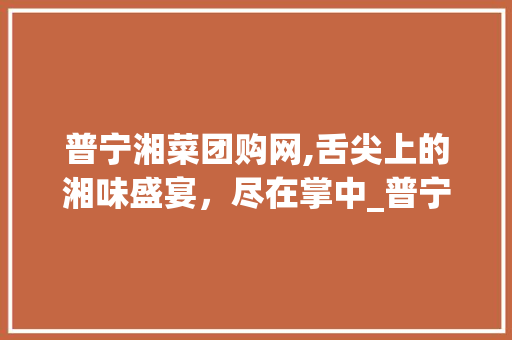 普宁湘菜团购网,舌尖上的湘味盛宴，尽在掌中_普宁湘菜团购网 饮食大全